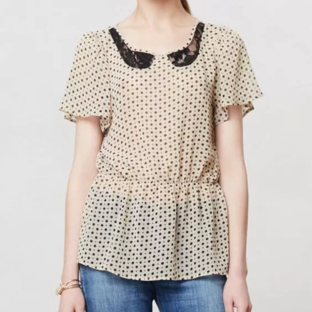 B. Vintage Anthropologie - Greta Top - Polka Dot Lace - M